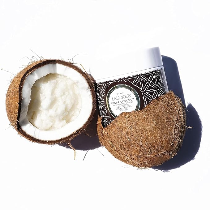 LALICIOUS Sugar Coconut Sugar Scrub, Exfoliating Body Scrub, Moisturizing Whipped Body Exfoliator, Everyday Exfoliating Body Scrub, Shave after rinsing, No Parabens - Large 16oz