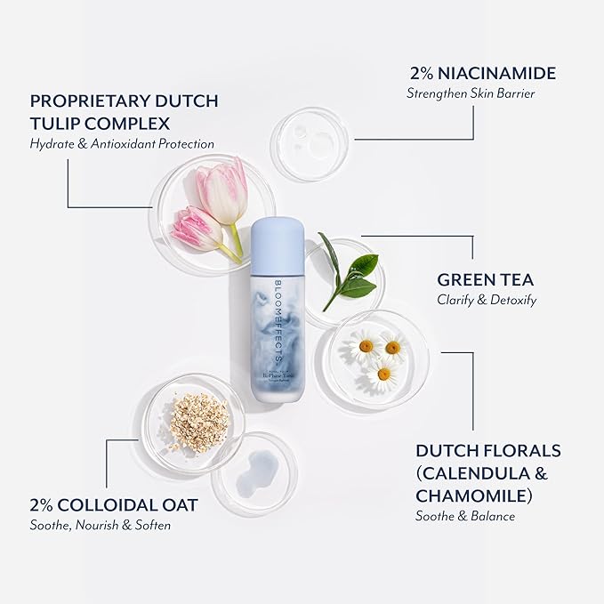 Bloomeffects - Royal Tulip Hydrating Bi-Phase Tonic | Liquid Moisturizer + Clarifying Toner | Cruelty-Free, Non-Toxic Clean Beauty (100 ml | 3.5 fl oz)