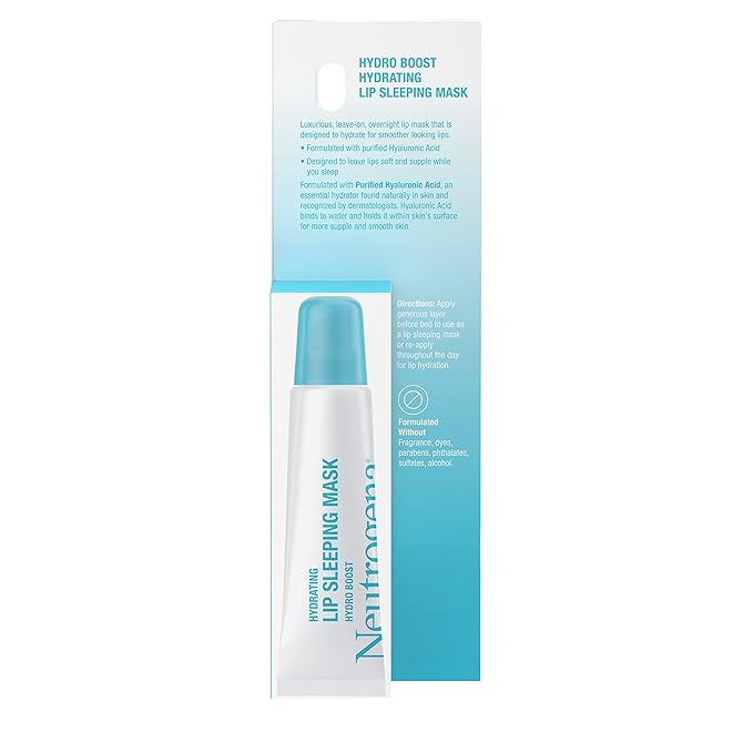 Neutrogena Hydro Boost Hydrating Lip Sleeping Mask with Hyaluronic Acid,Clear Overnight and Daily Moisturizing Treatment for Very Dry Lips,Fragrance Free Squeeze Tube Lip Balm,0.35 oz,(Pack of 2)