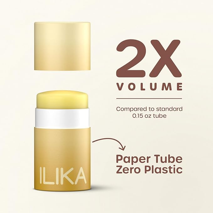 ILIKA Lip Balm, 2X Volume, Organic, Plastic-free, Vegan & Cruelty-Free, COSMOS Certified, PETA Certified, Plant-Based, Biodegradable Tube, 8 Pack, Lip Care Products, Assorted - 0.3 oz each