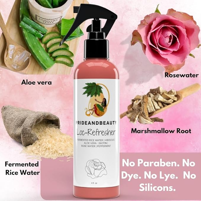 Rose Water For Locs, Dreadlocks, Daily Moisturizing Refreshing Spray, Rose Water For Hair, Rosewater and Peppermint Hair Scalp Moisturizer. No More Itch Gro Spray (4 OUNCES)