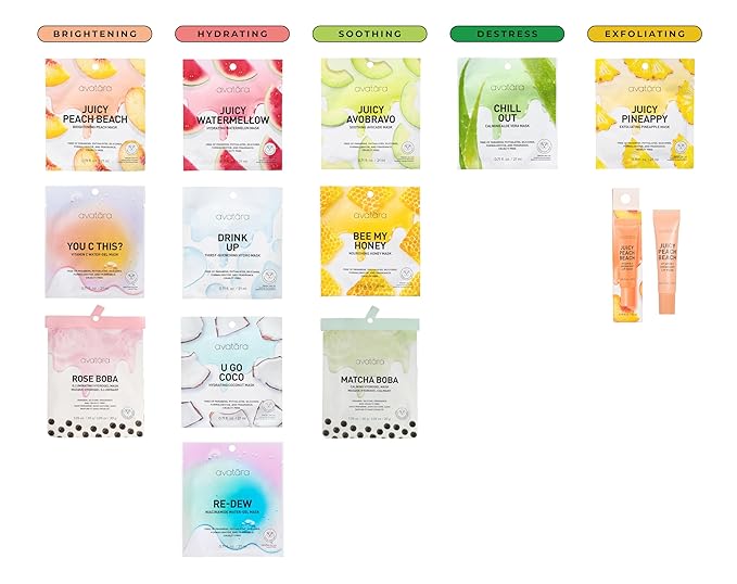 Avatara Juicy Watermellow Facial Mask 15 Sheets, Hydrating Mask, Sheet Masks, Watermelon Extract & Hyaluronic Acid, Face Mask Skincare Beauty Essential, Moisturize & Nourish Dry, Tired Skin, 15 Pack
