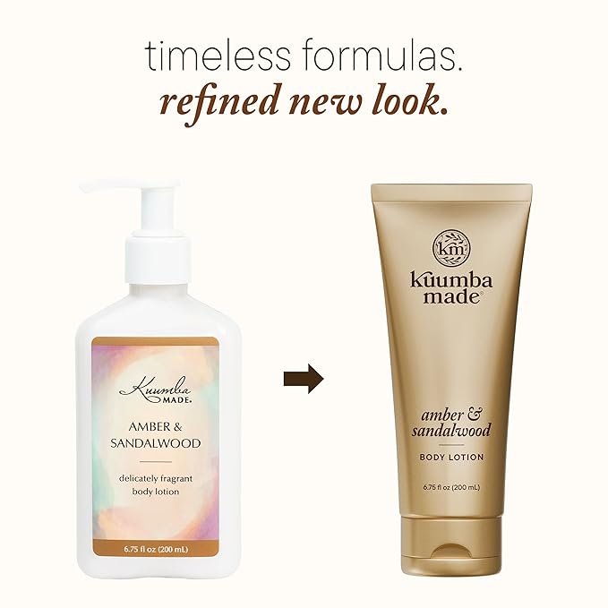 Kuumba Made Amber & Sandalwood Body Lotion, Hydrating Daily Moisturizer with Shea Butter & Botanical Oils, Vegan, 6.75 Oz