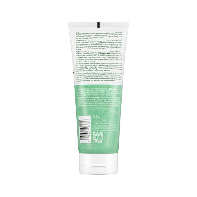 Freeman Exotic Blends Australian Aloe Jelly Mask, Leave-On Overnight Facial Mask, Calm, Soothe Irritation, & Hydrate Dry Skin, Clean Skincare, For All Skin Types, 6 fl. oz./175 ml. Tube