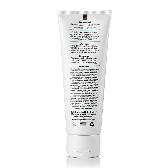 Daily Facial Moisturizer | All Skin Types | Face Cream | Hypoallergenic | Sensitive Skin | Normal to Oily | Water Based | Vegan
