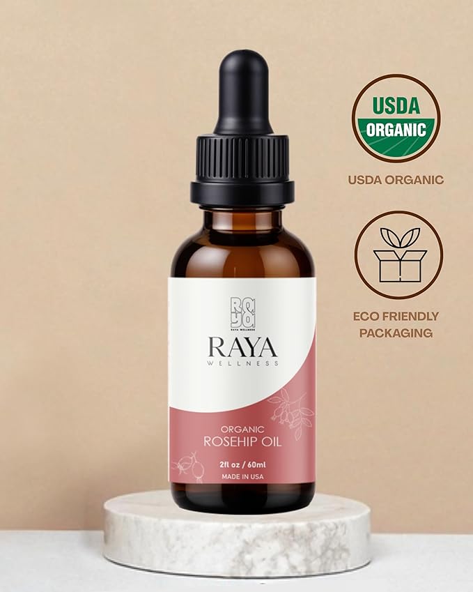 USDA Organic Rosehip Seed Oil - Cold Pressed - Made In USA - Glass Bottle - 2 fl oz (60 ml)