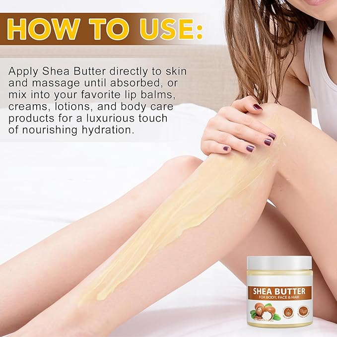African Raw Shea Butter, Pure Unrefined Shea Butter Cream for Skin & Hair, Deep Moisturizer & Helps Protect Dry Skin(1 Pack)