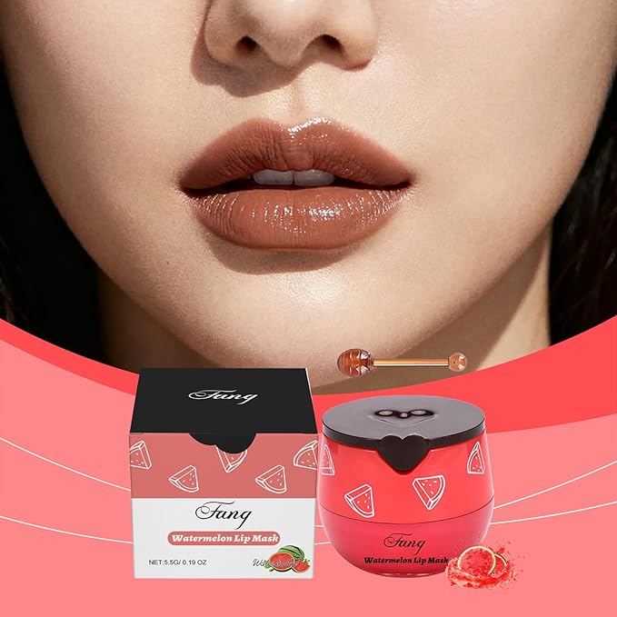 Lip Mask for Overnight Repair - Hydrating Lip Sleeping Mask with Vitamin E & Coconut Extract - Moisturizing Lip Balm Pack for Dry Lips, Non-Sticky Honeybalm Formula (Watermelon)