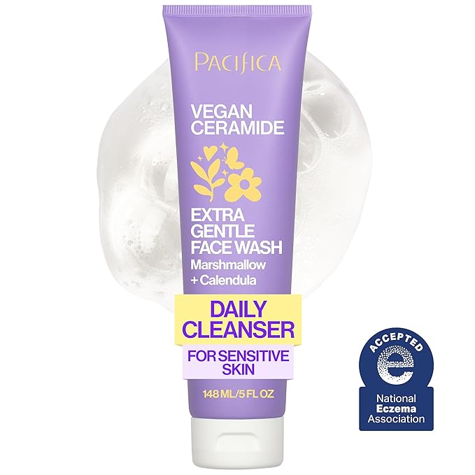 Pacifica Face Wash for Sensitive Skin Facial Cleanser Vegan Ceramide Barrier Repair Extra Gentle for Daily Fragrance Free for Sensitive Skin, Clean Beauty, Vegan & Cruelty-Free Dermatologist Tested