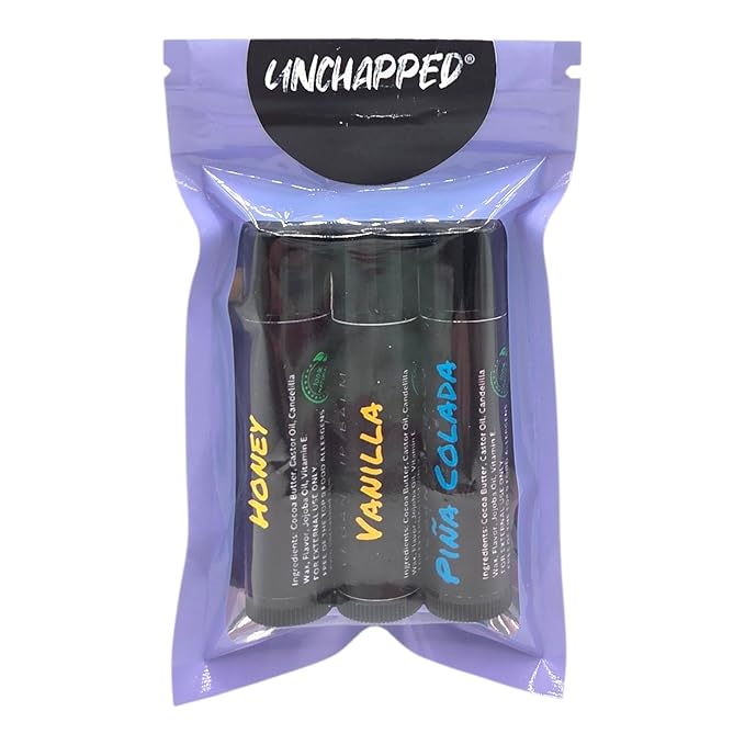 Vegan Lip Balm 3 Pack - All Natural and Free of Beeswax, Soy, Nut, and Top 9 Food Allergens (Vanilla, Honey, Pina Colada)