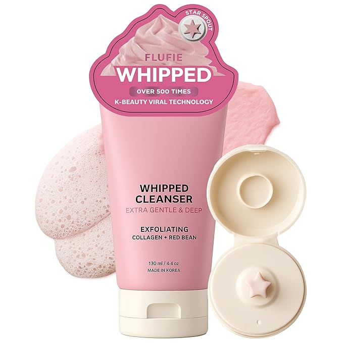 Whipped Facial Cleanser with Collagen & Red Bean – Gentle Exfoliating, Hydrating & Brightening for Smooth Skin – Dermatologist Tested, Anti-Aging, Korean Skin Care – Clean Beauty – 4.4 Oz