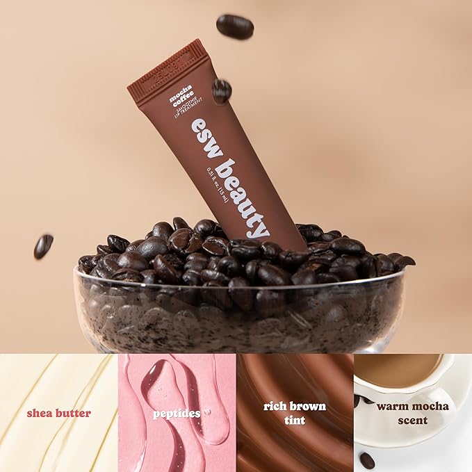 ESW Beauty Mocha Coffee Smoothie Lip Treatment – Rich Mocha & Fresh Coffee with Shea Butter & Peptides for Smoother, Softer Lips