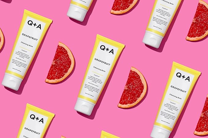 Q+A Grapefruit Cleansing Balm (125ml), Natural Makeup Remover with Cocoa Butter and Squalane, Hydrating Face Cleanser, Skincare for All Skin Types, Cleanse and Moisturize Skin