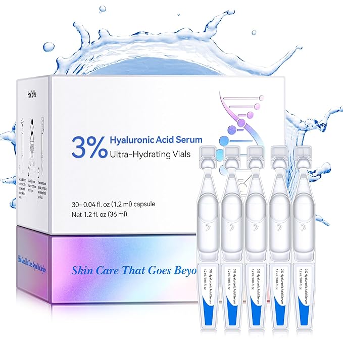 3% Hyaluronic Acid Serum Ultra-Hydrating Vials, 30 Pack Skin Repair Hyaluronic Acid Tubes, Single-Use Anti-Aging serum for face Wake Nature Perfection Tubes Vials(#2)