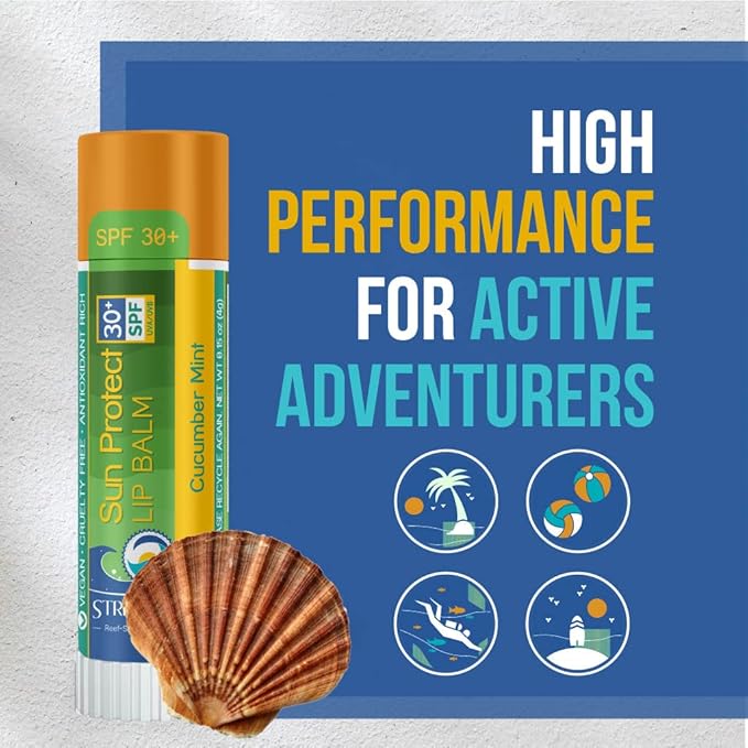 STREAM 2 SEA SPF 30 Organic Lip Balm Set, Reef Safe Cherry Vanilla, Naturally Naked and Cucumber Mint, Moisturizing + Sun Protect Outdoor Lip Balm For Beach and Sports, Paraben Free Lip Moisturizer