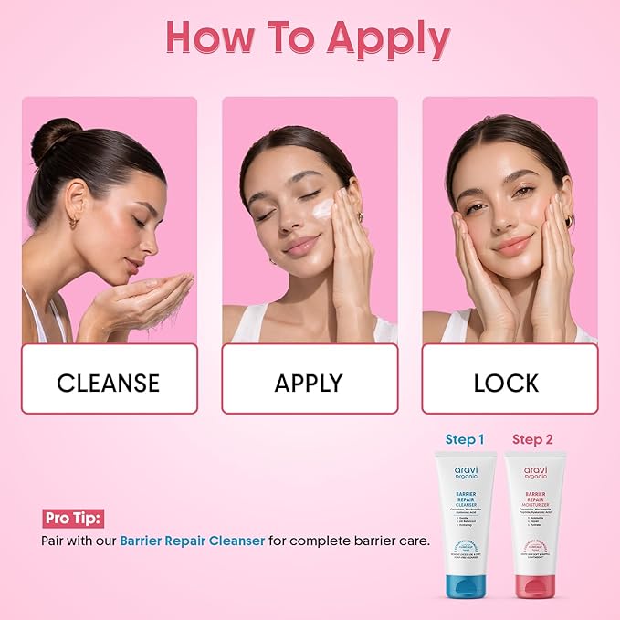 Aravi Organic Advanced Barrier Repair Moisturizer - With Ceramide, Peptide, Hyaluronic Acid & Cica - For Deep Moisturizing, Strengthening & Skin Barrier Repair - For All Skin Types - 3.5 OZ /100 gm