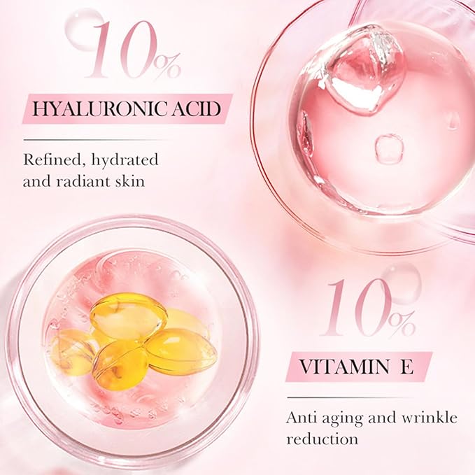 30ML Hydrating Facial Essence for Women Deep Moisture Nourishing Serum Non Greasy Fast Absorbing Skin Care Beauty Essential Pink One Size