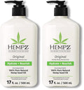 Hempz Original,Natural Hemp Seed Oil Body Moisturizer with Shea Butter and Ginseng,Original Scent,Floral Banana,17 Fl.Oz (Packaging may vary),(Pack of 2)