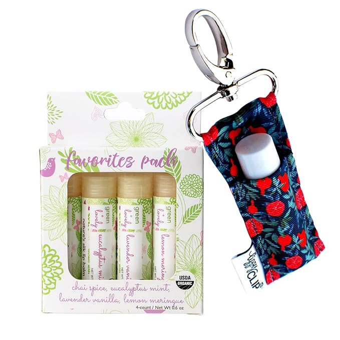 Nature's Silk Lip Balm, Organic (4-pack with Pomegranates Keychain)