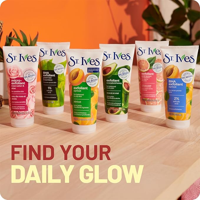 St. Ives Exfoliant Face Scrub 3-Pack – Skin-Brightening Pink Lemon & Mandarin for Glowing Skin, 6 Oz Ea