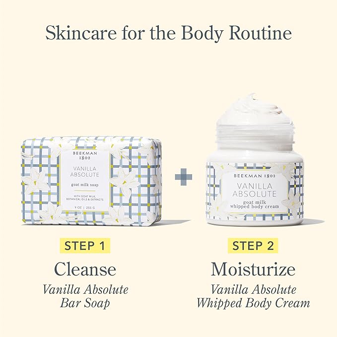 Beekman 1802 Whipped Body Cream – Rich Body Butter & Moisturizing Body Cream, Goat Milk Lotion, Shea Butter & Vitamin E, Hydrating Body Moisturizer for Dry Skin - Vanilla Absolute 8 oz