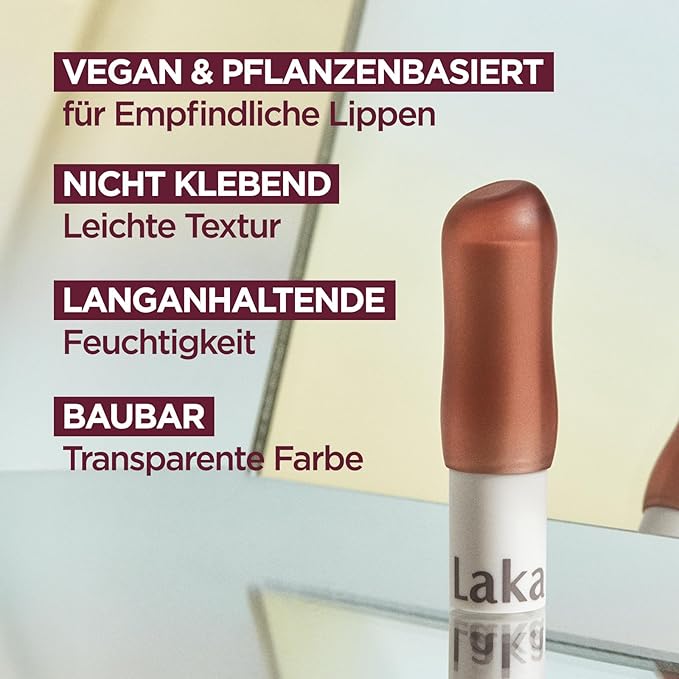 Laka Soul Vegan Lip Balm (4 Shades) Tinted, 3.9g/0.13oz, Deep Nourishing Plant-Based Lip Moisturizer, Vegan Lip Balm for Dry, Cracked and Chapped Lips (#Berry)