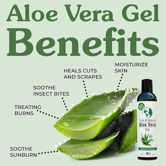 Earth's Daughter Organic Aloe Vera Gel from Fresh Cut 100% Pure Organic Aloe leaves – Fast Absorbing for Face, Skin, Hair & Body – Vegan, Unscented, Natural - 8 Oz USA Made