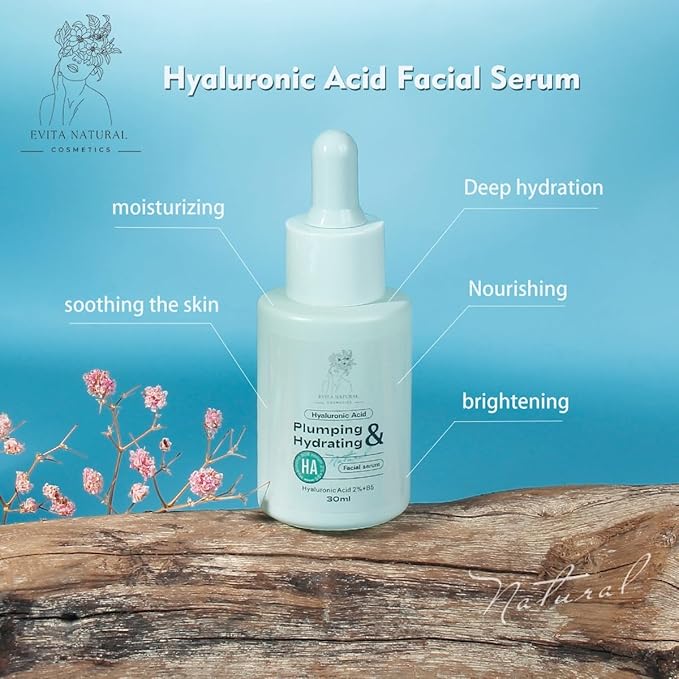 Hyaluronic Acid Serum 100% Natural Moisturizer with Vitamin B5 for Face and Neck. Dermatologically tested, Cruelty-Free, Paraben Free - 1 fl oz
