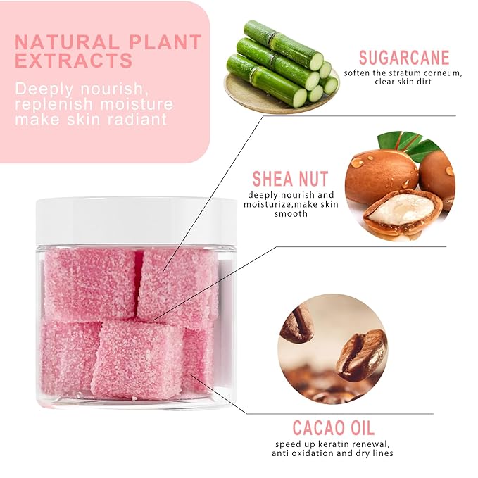 Strawberry Sugar Body Scrub – Pink Gift for Women, Exfoliating Body Scrub with Shea Butter & Jojoba Oil, Smooths & Softens Dry Skin, Paraben-Free, 5.29oz