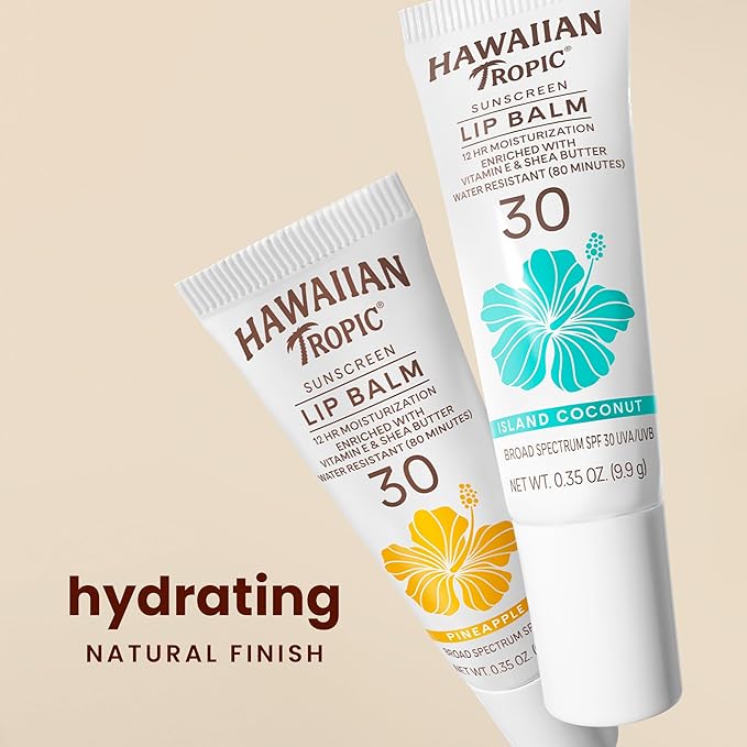 Hawaiian Tropic Lip Balm, Island Coconut, SPF 30, 0.35oz each, Twin Pack