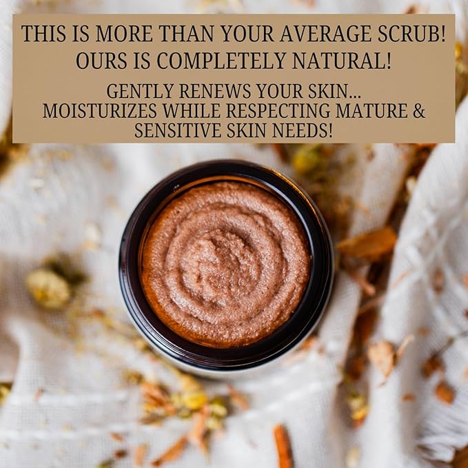 Emulsified Face Sugar Scrub, Organic squalane oil/Castor oil: Chamomile & White Willow Bark, Rhassoul Clay, Kokum Butter, Manuka Honey-Gentle exfoliant: Dry/Sensitive/Acne-Prone (CLARIFY)