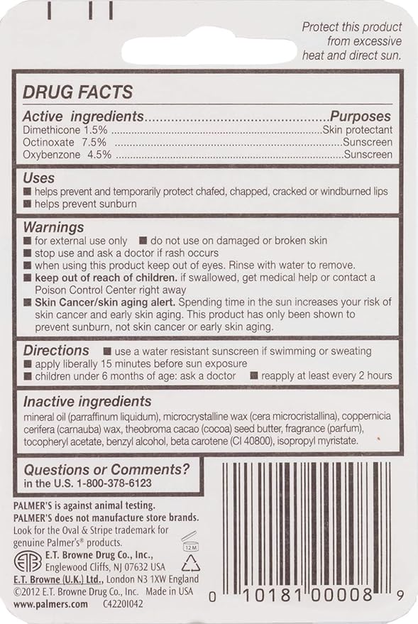 E.T. BROWNE Palmers Cocoa Butter Formula Lip Balm, 0.15 Ounce (Pack of 24)