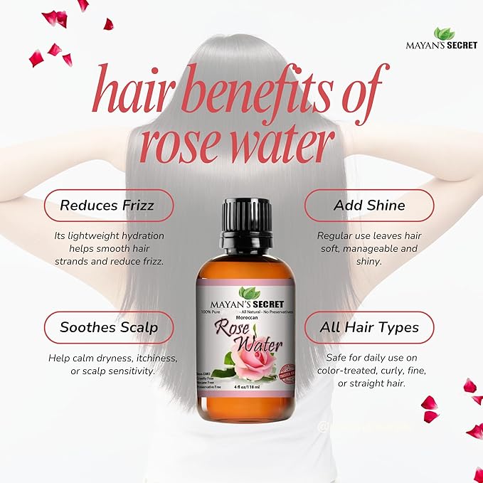 Pure Carrier and Essential Oils for Skin Care, Hair, Body Moisturizer for Face-Anti Aging Skin Care (Rose Water Hydrosol, 4oz)