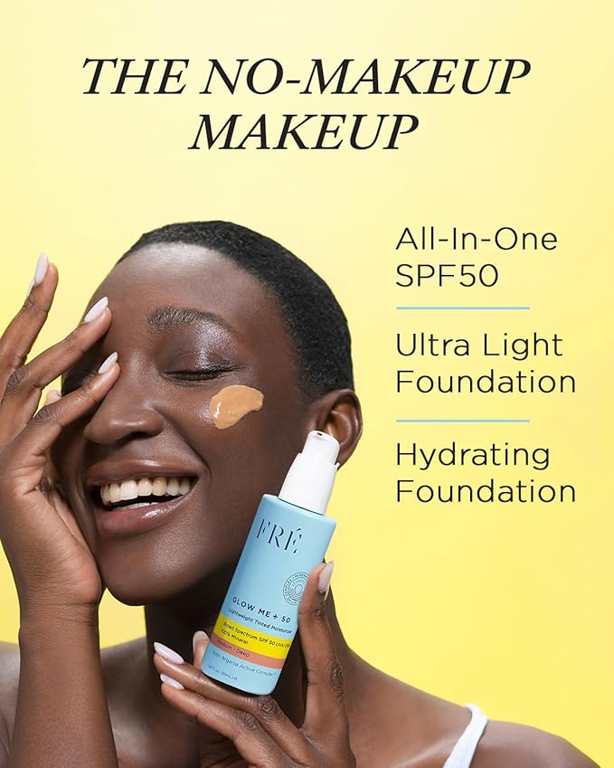 FRÉ Lightweight Tinted Moisturizer SPF 50 | Mineral Face Sunscreen & Water-Resistant BB Cream Makeup with Non-Nano Zinc Oxide | Medium-Deep, 1.69 oz