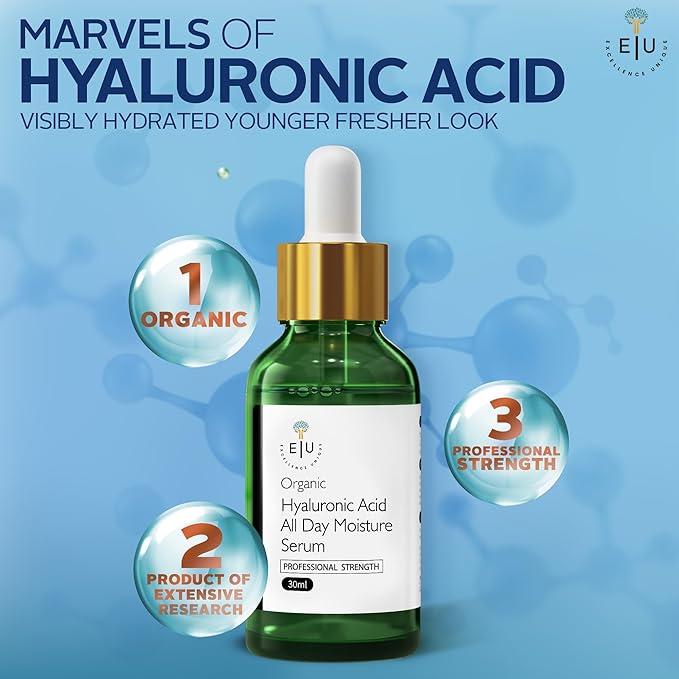 Organic Hyaluronic Acid Serum for Face – 30ml Hydrating Serum – Hyaluronic Acid Serums for Deep Moisture, Plumping & Anti-Aging