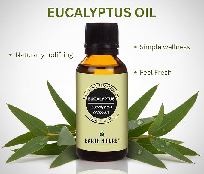 Earth N Pure Eucalyptus Essential Oil (Nilgiri Oil) Steam Distilled, Undiluted, Natural, Therapeutic Grade with Glass Dropper -100 ml