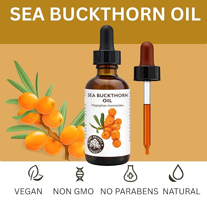 Best Nature's Cosmetics Sea Buckthorn Berry Oil – 100% Pure, Cold-Pressed & Unrefined – For Skin, Hair & Cosmetic Use – Made in Canada – 2 fl oz / 60 ml