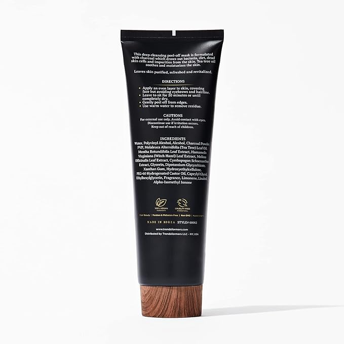 Element Charcoal & Tea Tree Peel Off Face Mask - Deep Cleansing, Dermatologist Tested, Remove Excess Dirt & Oil, Blackhead Remover Peel Off Mask - Cruelty Free Korean Skin Care For All Skin Types