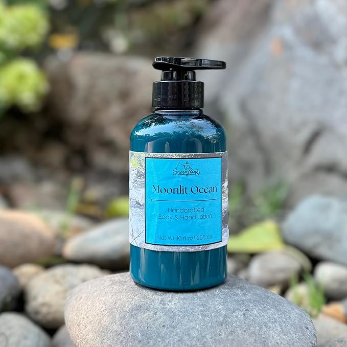 PJ's Moonlit Ocean Handcrafted Luxury Body Lotion – Moisturizing, Non-Greasy Skincare with Natural Ingredients, Paraben-Free & Cruelty-Free, 10 oz