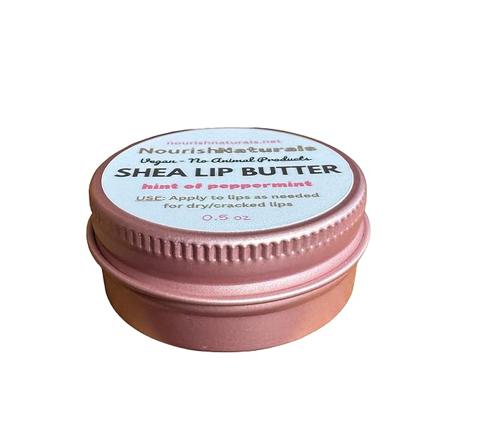 Shea Lip Butter - All Natural 4 Ingredient Lip Balm - Ultra Moisturizing Vegan Lip Balm for Long Lasting Hydration, Travel Sized, with Peppermint Oil, Non Toxic Ingredients