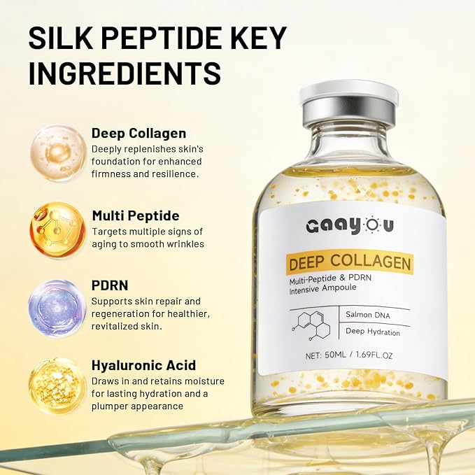 Silk Peptide Intensive Lifting Ampoule - Deep Collagen Multi Peptide Serum Korean Anti Aging Serum with PDRN for Face Tightening, Lifting, Smoothing, Hydrating