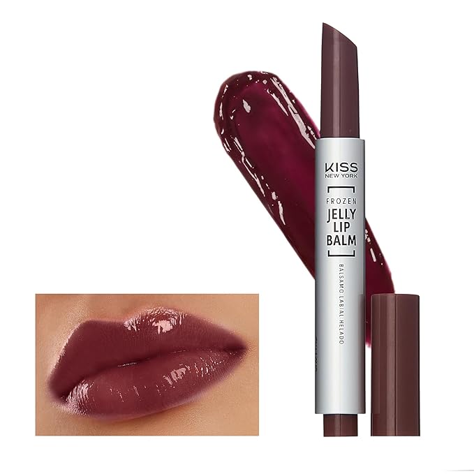 KISS NEW YORK Frozen Jelly Lip Balm Pen, High Shine Lip Gloss for Sheer Tint, Hydrating Melting Lipstick With Hyaluronic Acid, Cooling Effect With Menthol, Non-Sticky & Long Lasting (Cranberry)