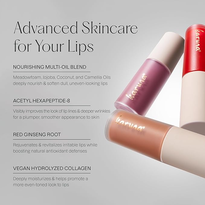 Karuna Skin - Tinted Lip Oil, Soothing & Moisturizing Lip Products with Peptides, Antioxidants, Hydrating Flattering Vegan Lip Tint (Soar)