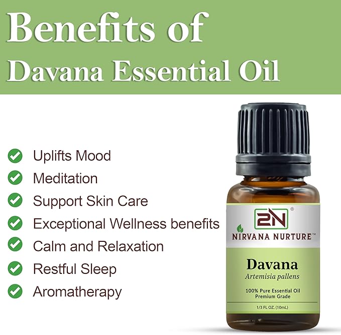 Davana Essential Oil, 100% Pure Undiluted, Aromatherapy Oil for Diffuser, Hair & Skin Care