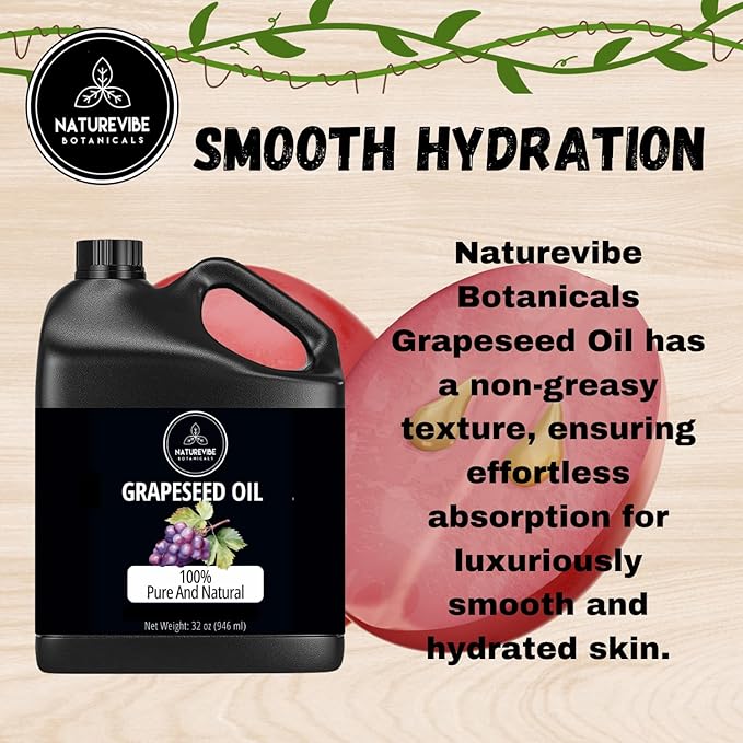 Naturevibe Botanicals Jojoba Oil 32oz and Grapeseed Oil 32oz | Oil Combo