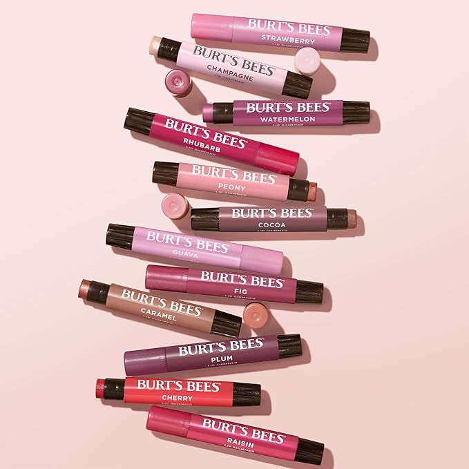 Burt's Bees Lip Shimmer, Raisin, Tinted Lip Balm Stick, Moisturizing for All Day Hydration with Natural Glowy Pigmented Finish & Buildable Color, 1 Count, 0.09 Oz