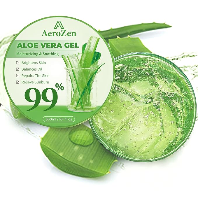 Aero Zen 99% Pure & Organic Aloe Vera Gel - 2-Pack (20.2oz) | Daily & Sun Care Hydration | Lightweight, Non-Greasy, Alcohol-Free for Face, Body, Hair | Vegan