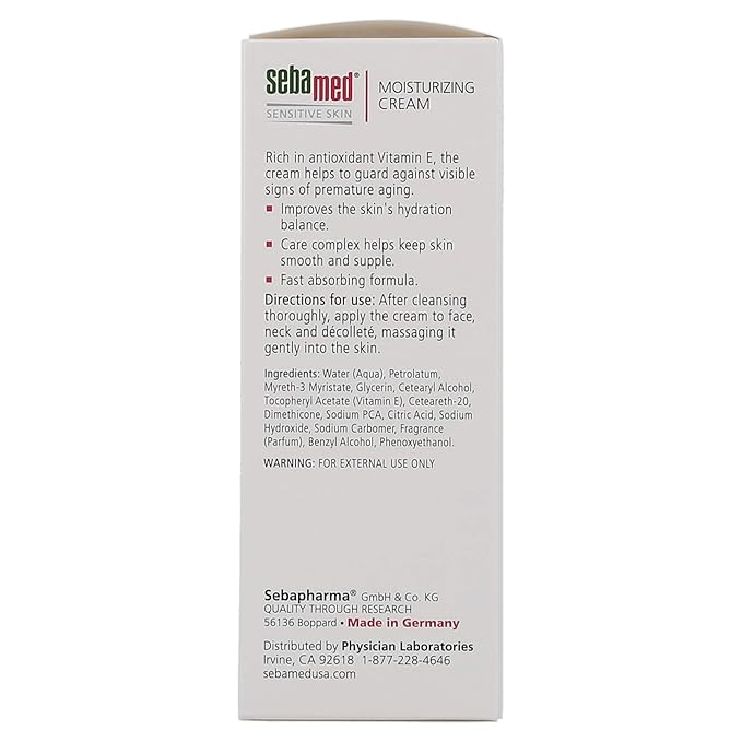SEBAMED Moisturizing Face Cream with Pump for Sensitive Skin Antioxidant pH 5.5 Vitamin E Hypoallergenic 3.4 Fluid Ounces (100mL) Ultra Hydrating Dermatologist Recommended Moisturizer
