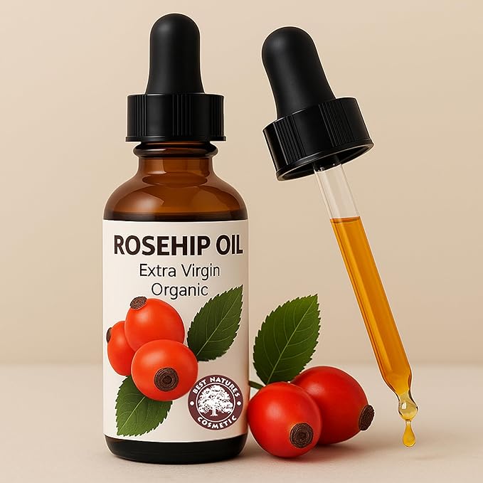 Best Nature's Cosmetics Rosehip Seed Oil – 100% Pure & Unrefined - Cold Pressed from Chile - Brightens & Rejuvenates Skin - Helps Fade Scars & Wrinkles - Natural Glow Face Oil - 2 fl oz / 60 ml