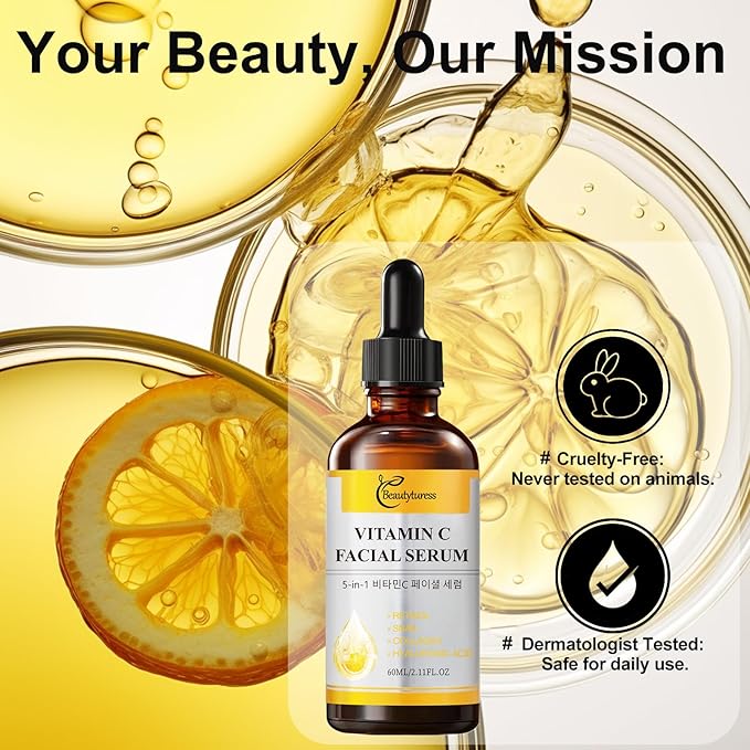 Vitamin C Facial Serum with Retinol, Snail Mucin, Collagen & Hyaluronic Acid - Age-Defying & Balancing Essence - Hydrating, Firming & Enhancing Formula - Skin Care for All Skin Types -2 fl.oz